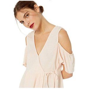 Lucky Brand Light Pink Cold Shoulder Faux Wrap Gauze Top